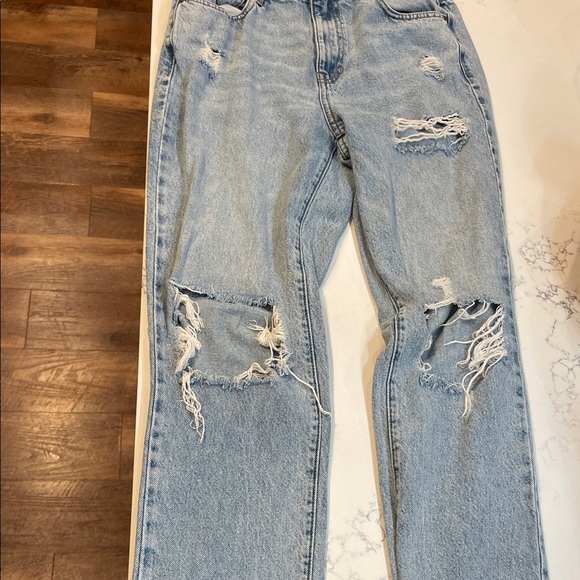 PacSun Denim - PacSun Light Blue Distressed Straight Leg "Mom" Jeans